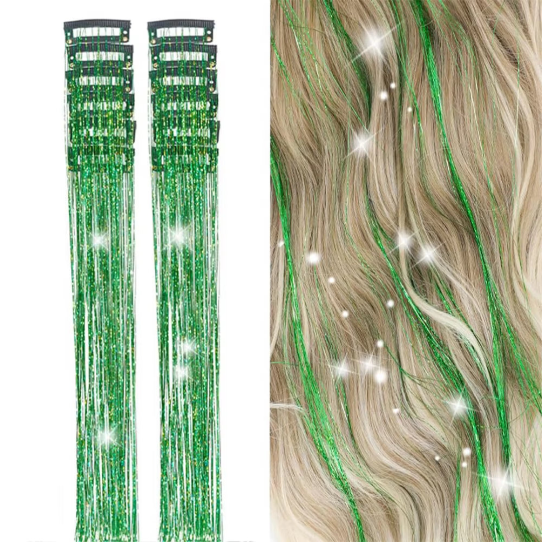 Extensiones de pelo con brillo y clip. 6Pcs